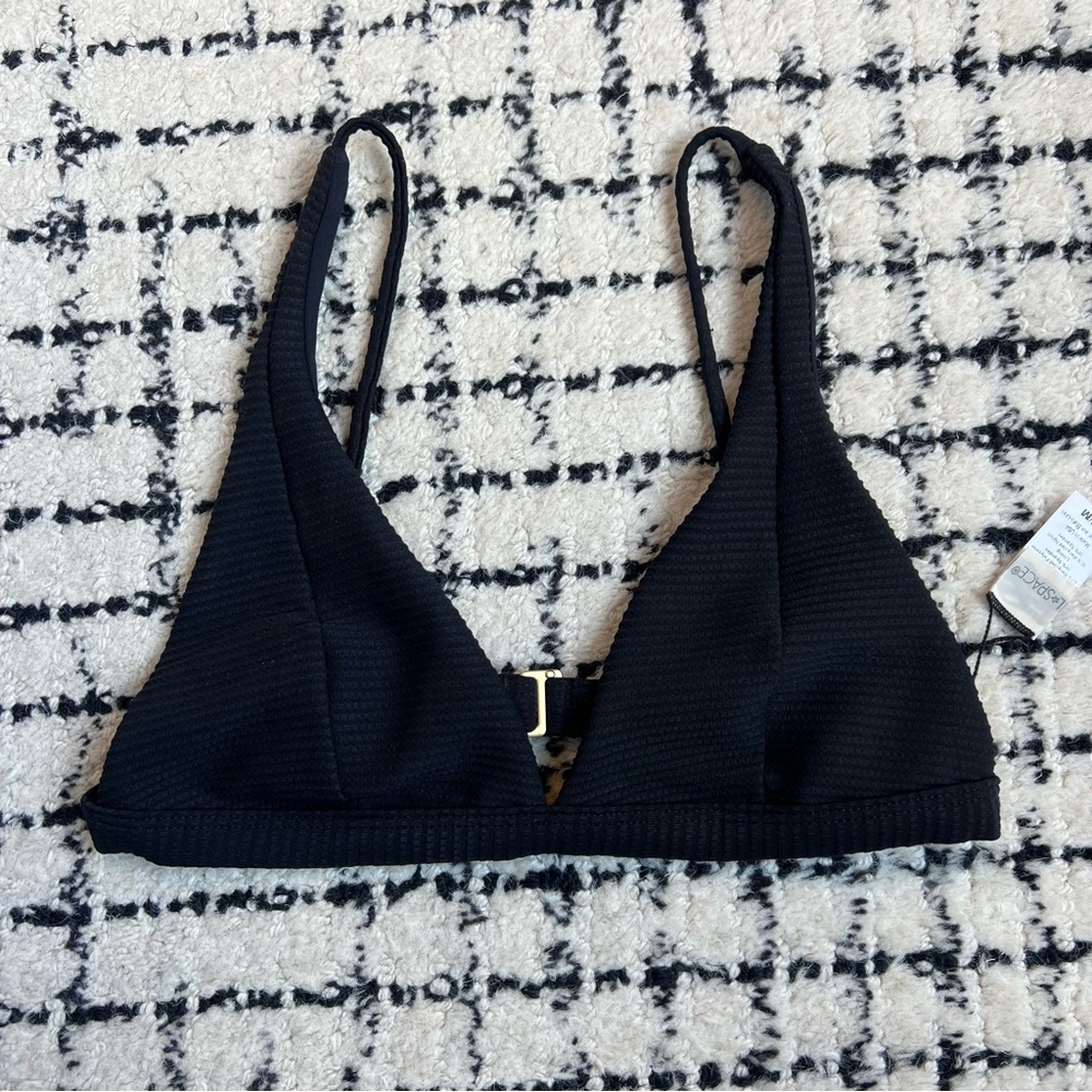 L*Space Triangle Bikini Top Black Size Medium